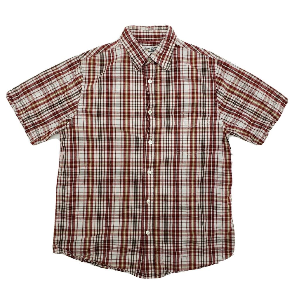 Urban Pipeline Shirt Mens Medium Red Plaid Short Sleeve‎  Button Up Down